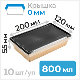 Пищевые контейнеры 800 мл с крышкой,120*200 мм, черный, 10 шт Циркон