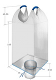 Биг-бэг(МКР): две стропы; верх - открытый, низ - люк; 75х75х125 см