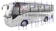 55Q11-03104 Стеклопакет над водит.стеклом Higer KLQ6840(2006г) {355 и 600 горизонт., H630, изгиб 620} (оригинал)