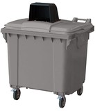 Передвижной мусорный контейнер 1100л с капюшоном для раздельного сбора мусора (Серый)