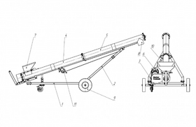 Конвейер винтовой  шнековый 1 -12 м с переменным углом наклона ,  до 100 т/ч