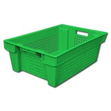 Ящик овощной 600х400х200 мм перфорированный со сплошным дном (Зеленый)