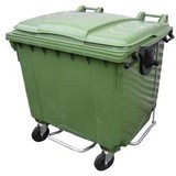 Контейнер мусорный передвижной 1100 л с крышкой и педалью (Зеленый)