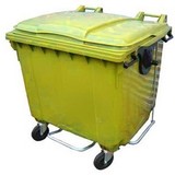 Контейнер мусорный передвижной 1100 л с крышкой и педалью (Желтый)