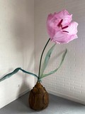 Цветок из ткани: розовый тюльпан - 1 сутки