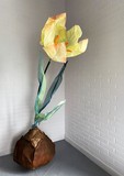 Цветок из ткани - желтый тюльпан для интерьера