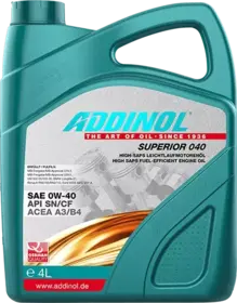 Моторное масло ADDINOL SUPERIOR 040 0W40 (4L) (72097925)