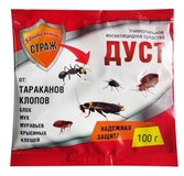 Бдительный СТРАЖ — ДУСТ 100г от тараканов, клопов, муравьев, блох, мух, муравьев, крысиных вшей