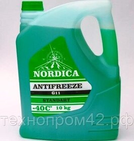 Антифриз NORDICA (-40С) зелёный G-11 10кг.