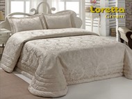 Покрывало жаккард "KARNA" LORETTA 250x270 (50x70+5 см)*2 цвет кремовый