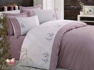 Комплект постельного белья DANTELA VITA сатин с вышивкой BIRD 2 спальный Евро цвет брусничный