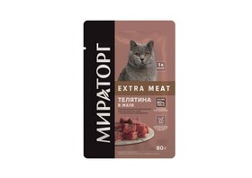 Влажный корм Мираторг Extra Meat телятина в желе для кошек, 80г