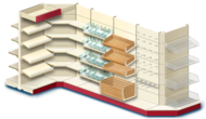 Стеллажи торговые пристенные с полками