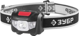 Фонарь налобный светодиодный 1Вт (80Лм)+2LED, 4 режима, 3ААА, ЗУБР Мастер
