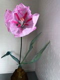 Цветок из ткани - розовый тюльпан для интерьера
