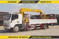 Бортовой автомобиль на шасси Isuzu Elf с КМУ XCMG 5 т с монтажной корзиной