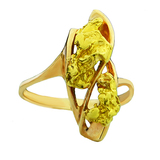 Женское золотое кольцо с самородками золота 850 пробы