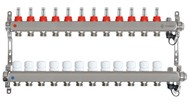 Коллектор для теплого пола на 12 контуров Taen с расходомерами (из нержавеющей стали, гребенка)