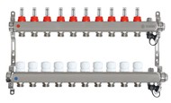 Коллектор для теплого пола на 10 контуров Taen с расходомерами (из нержавеющей стали, гребенка)