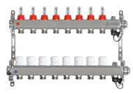 Коллектор для теплого пола на 8 контуров Taen с расходомерами (из нержавеющей стали, гребенка)