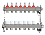 Коллектор для теплого пола на 7 контуров Taen с расходомерами (из нержавеющей стали, гребенка)