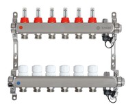 Коллектор для теплого пола на 6 контуров Taen с расходомерами (из нержавеющей стали, гребенка)