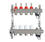 Коллектор для теплого пола на 4 контура Taen с расходомерами (из нержавеющей стали, гребенка)